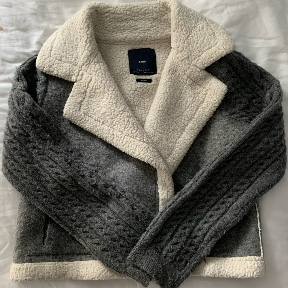 Zara knit jacket with shearling lining